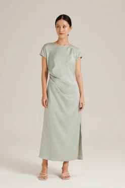 Satin Drape Maxi Dress