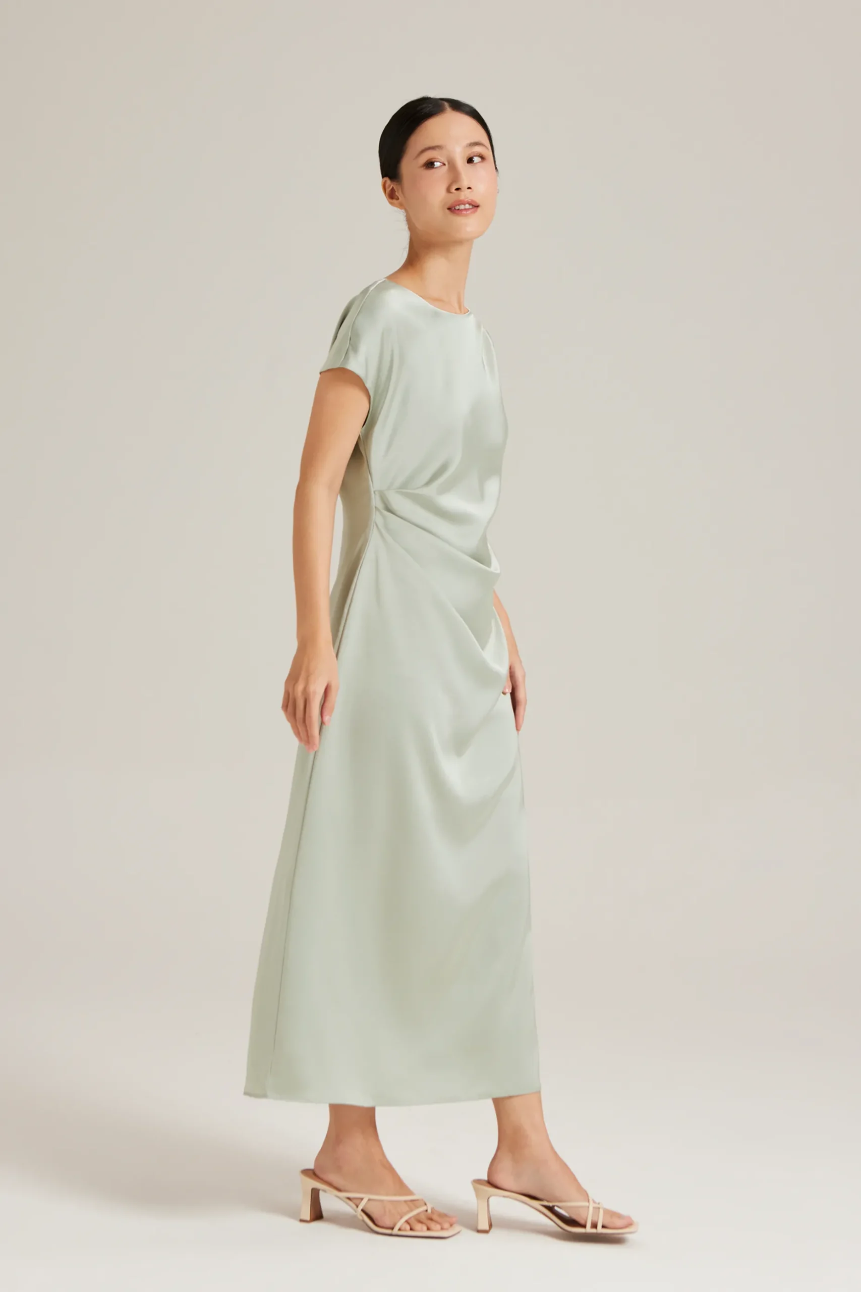 Satin Drape Maxi Dress