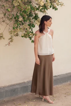 Satin-Finish Slip Skirt