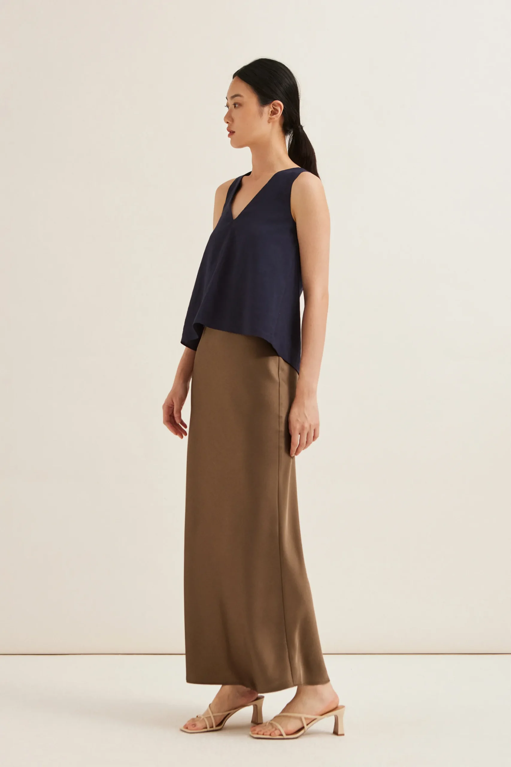 Satin-Finish Slip Skirt