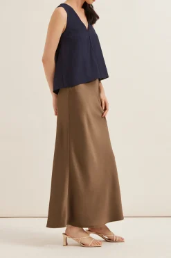 Satin-Finish Slip Skirt