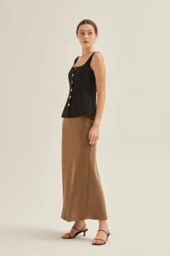 Satin-Finish Slip Skirt
