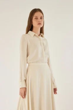 Satin-Finished Button Down Shirt