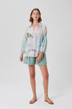 Savour Billowy Puff-Sleeve Shirt