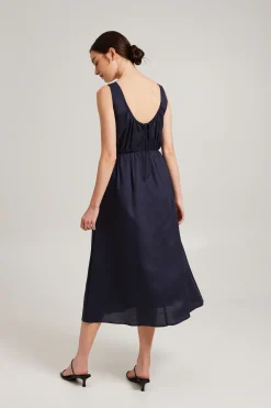 Scoop-Back Midi Dress
