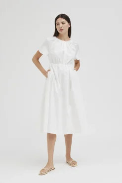 Sleeved Cotton Midi Dress