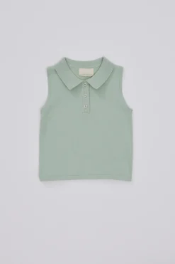 Sleeveless Collared Knit Top