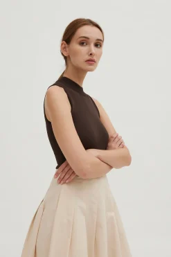 Sleeveless High-Neck Knit