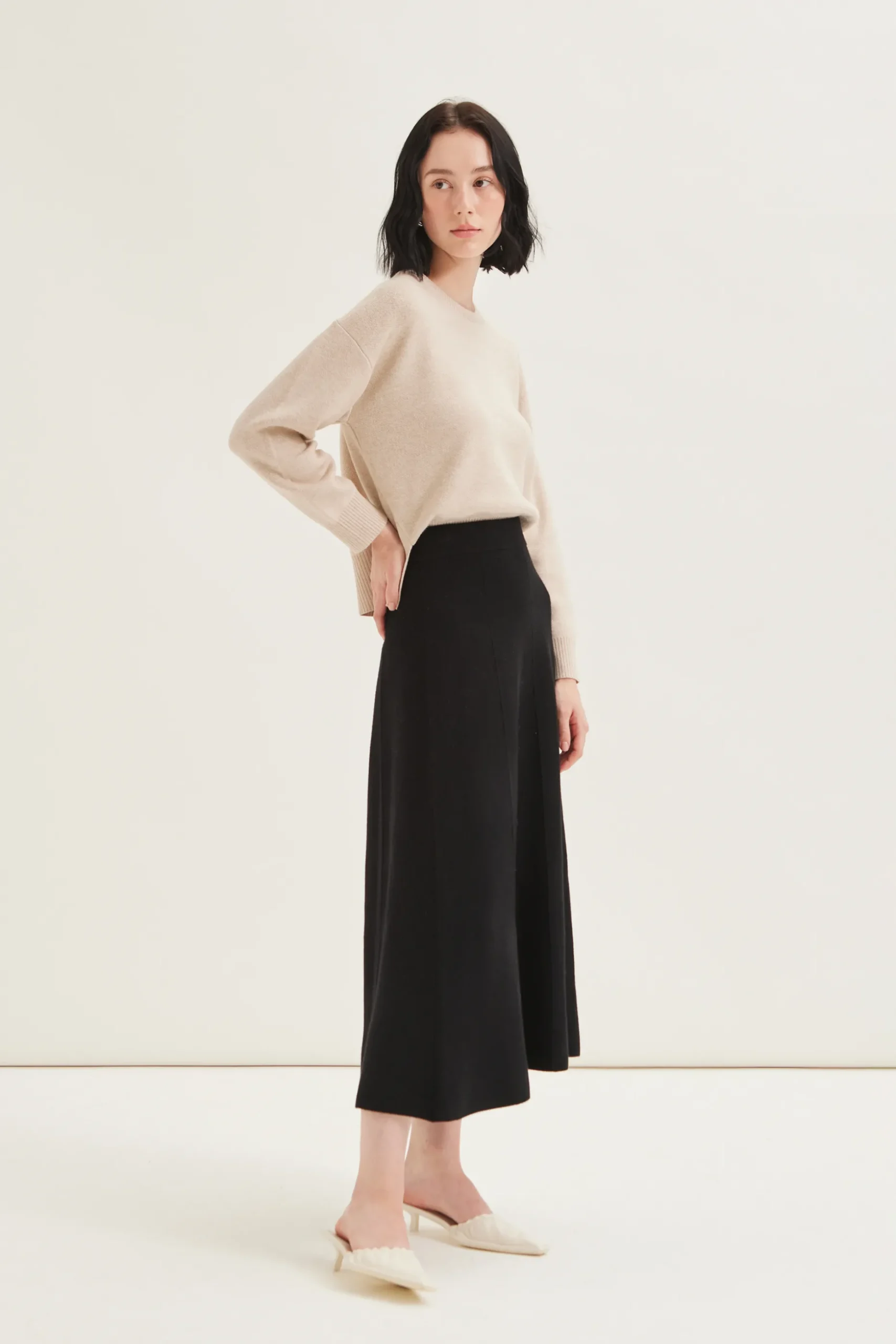 Soft Milano Knit Midi Skirt