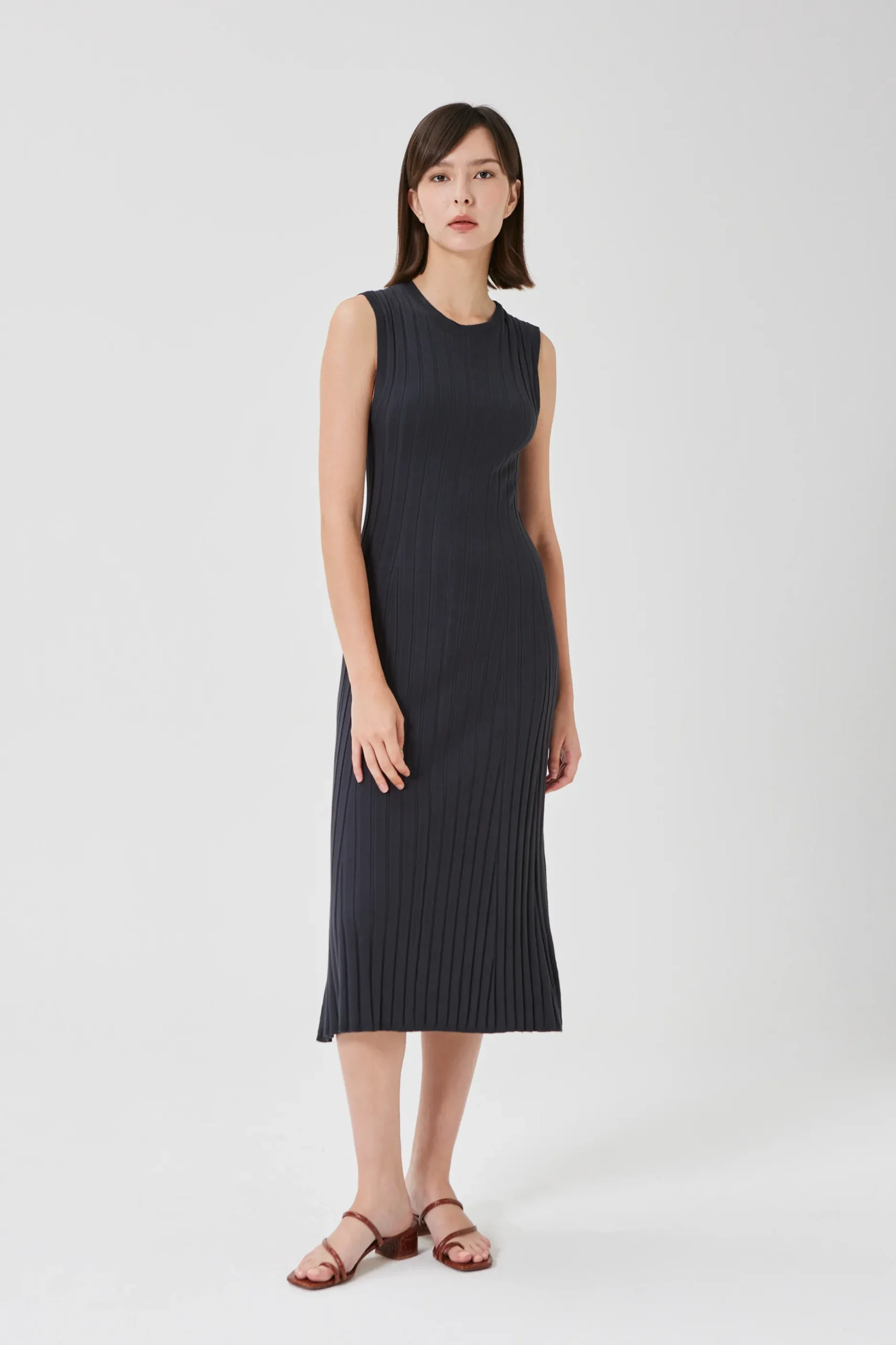 Soft Ribbed Knit Midi Dress