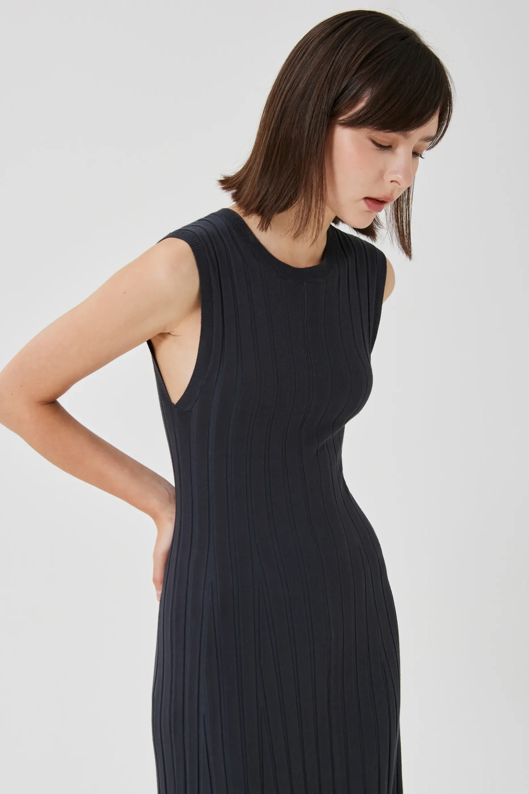 Soft Ribbed Knit Midi Dress