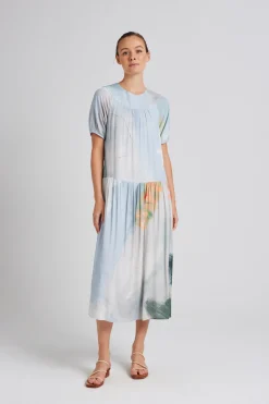 Soleil Rayon Puff Sleeve Dress