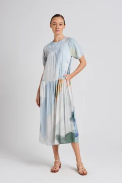 Soleil Rayon Puff Sleeve Dress