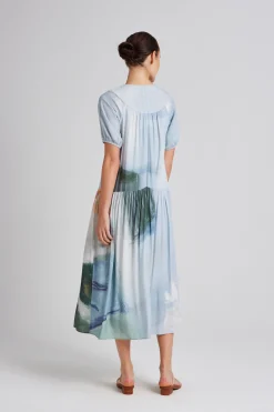 Soleil Rayon Puff Sleeve Dress