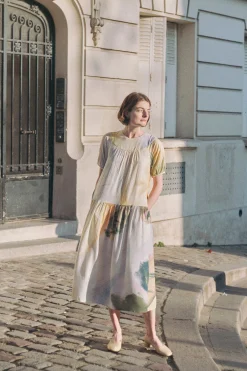 Soleil Rayon Puff Sleeve Dress