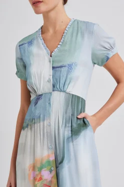 Soleil Ruffle Collar Midi Dress