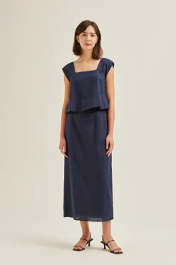 Square-Neck Linen Top