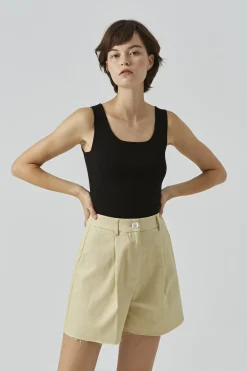 Square-Neck Viscose Knit Top