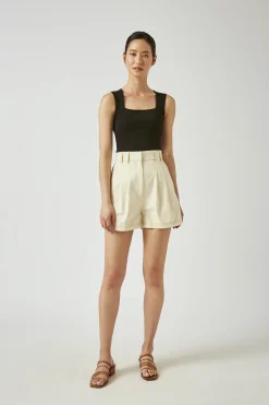 Straight-Neck Knit Top