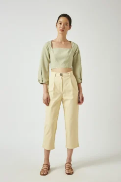 Straight-Neck Rayon Blouse