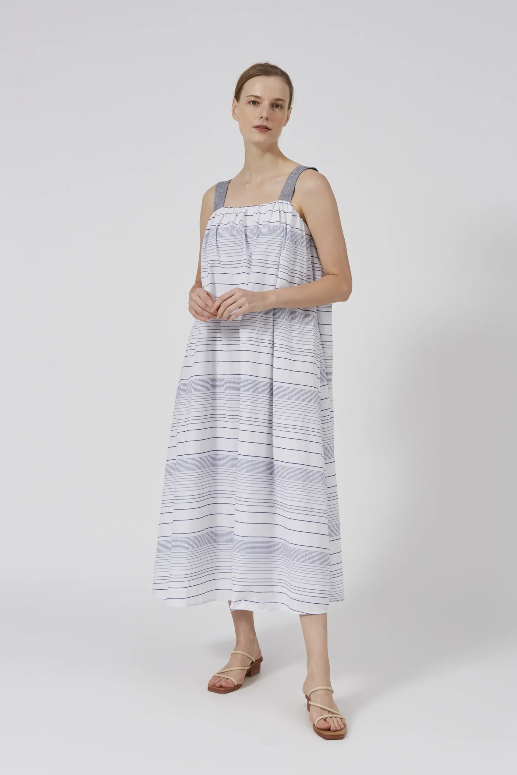 Stripe Gathered Tent Dress