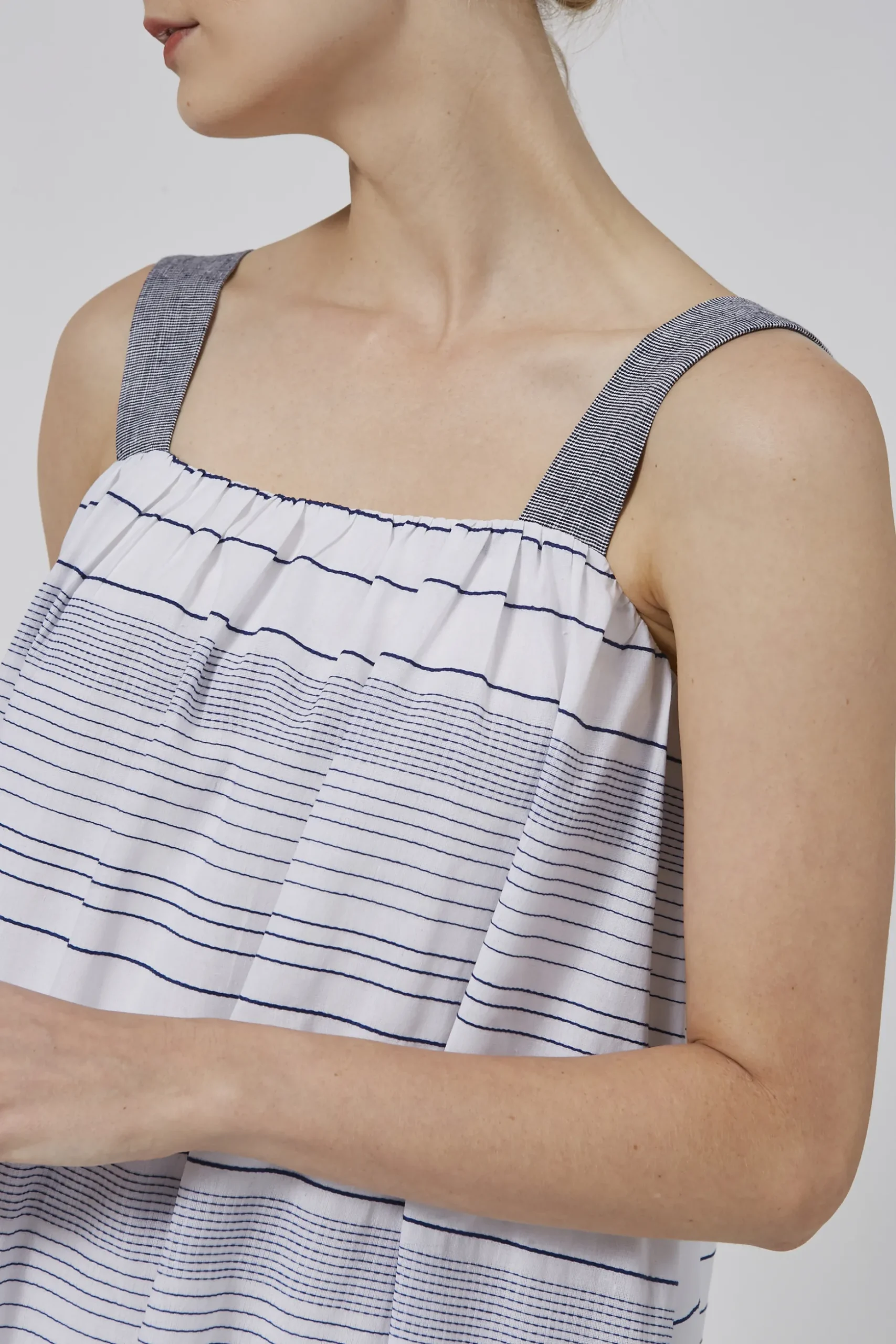 Stripe Gathered Tent Dress