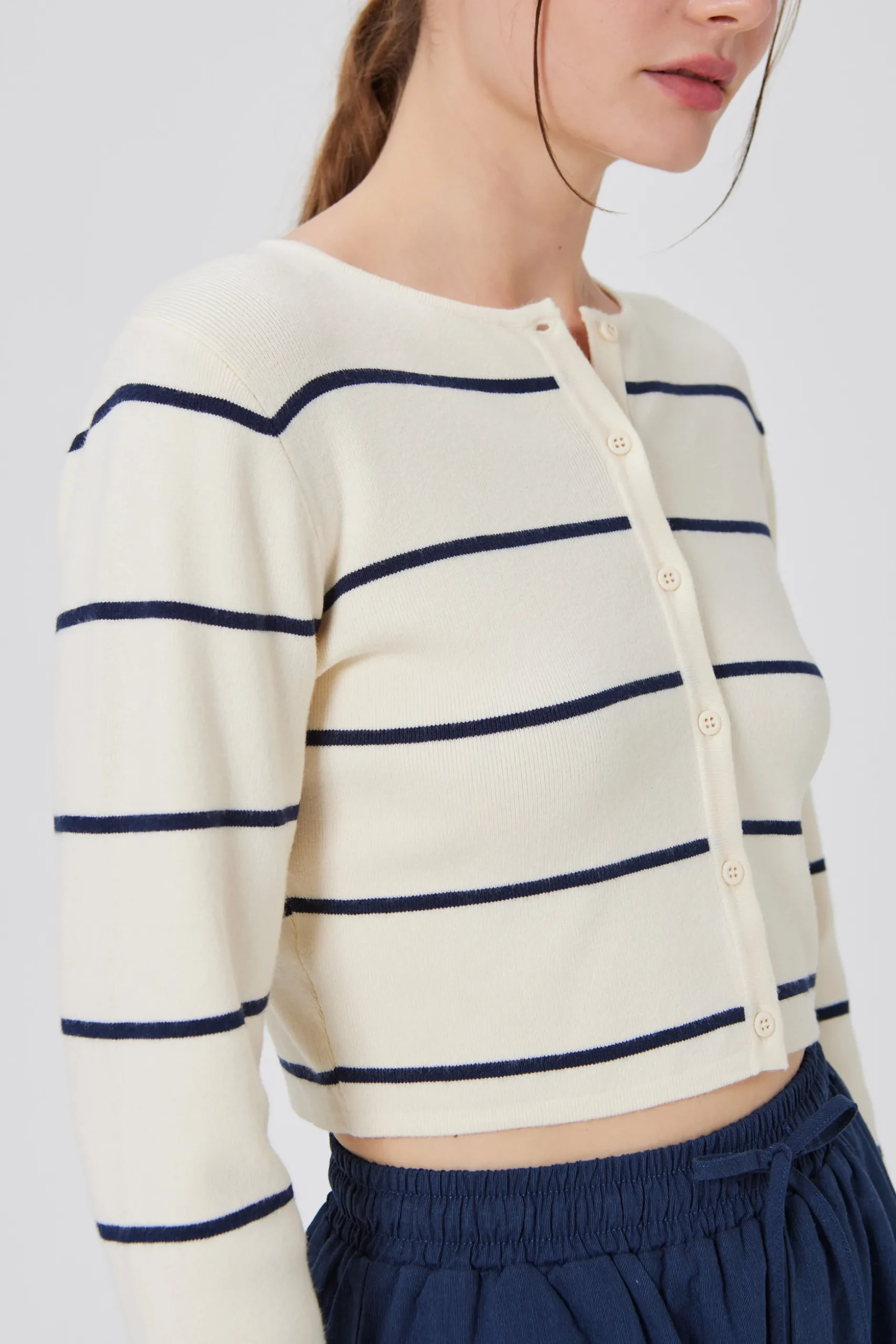 Striped Button Knit Cardigan