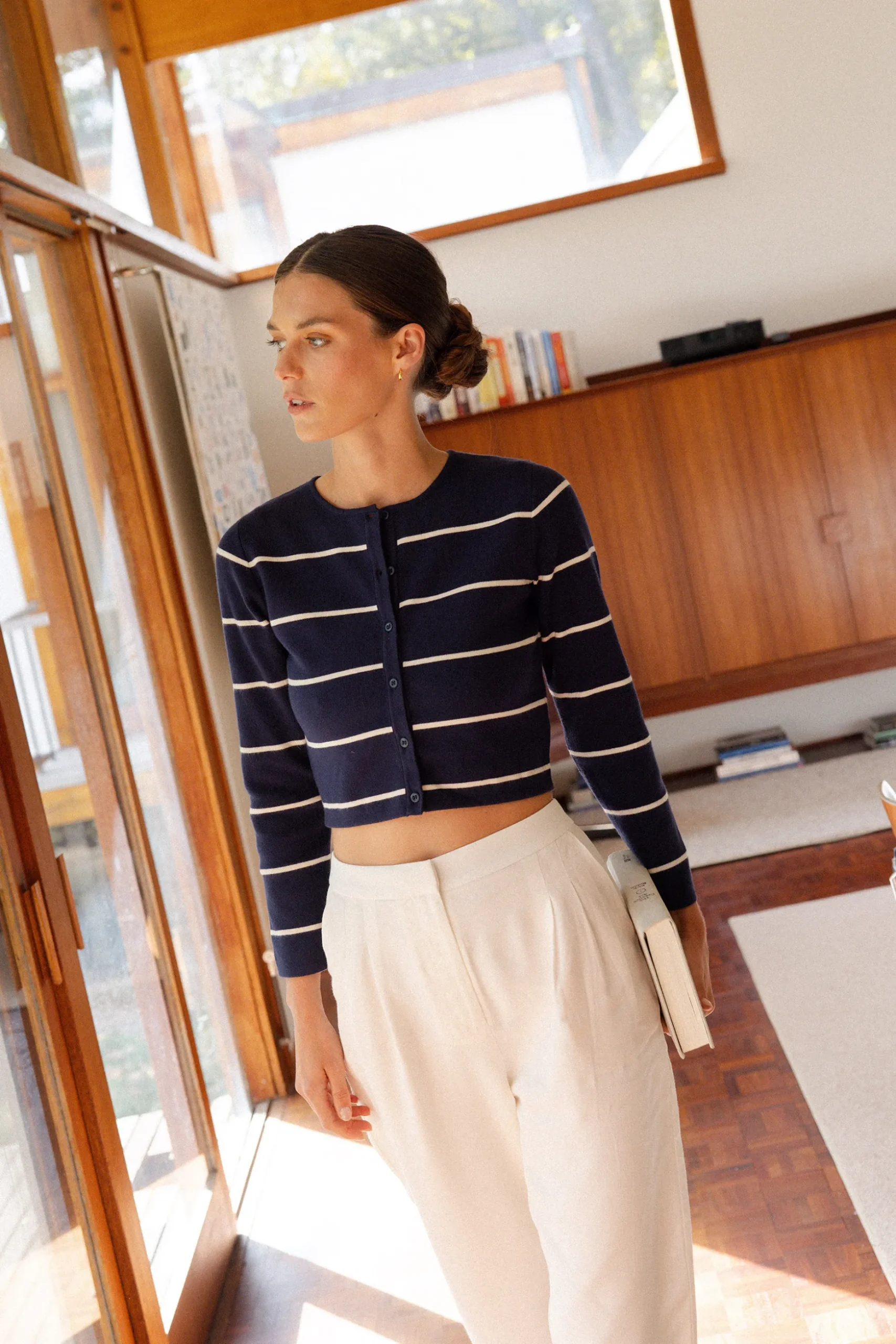 Striped Button Knit Cardigan
