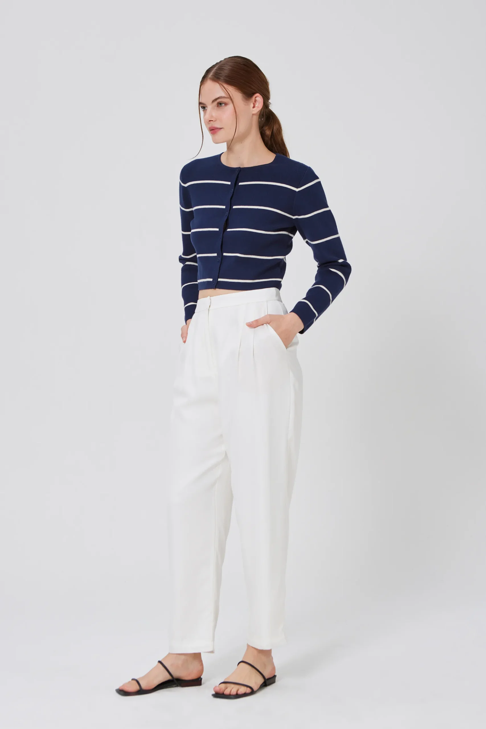 Striped Button Knit Cardigan