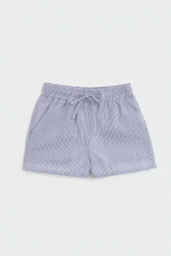 Striped Cotton Drawstring Shorts