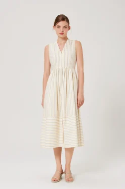 Striped Cotton Midi Dress