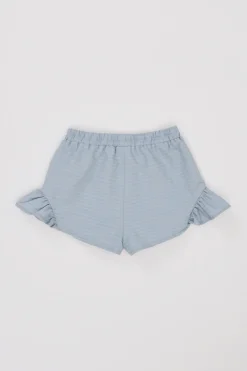 Striped Cotton Ruffle Shorts