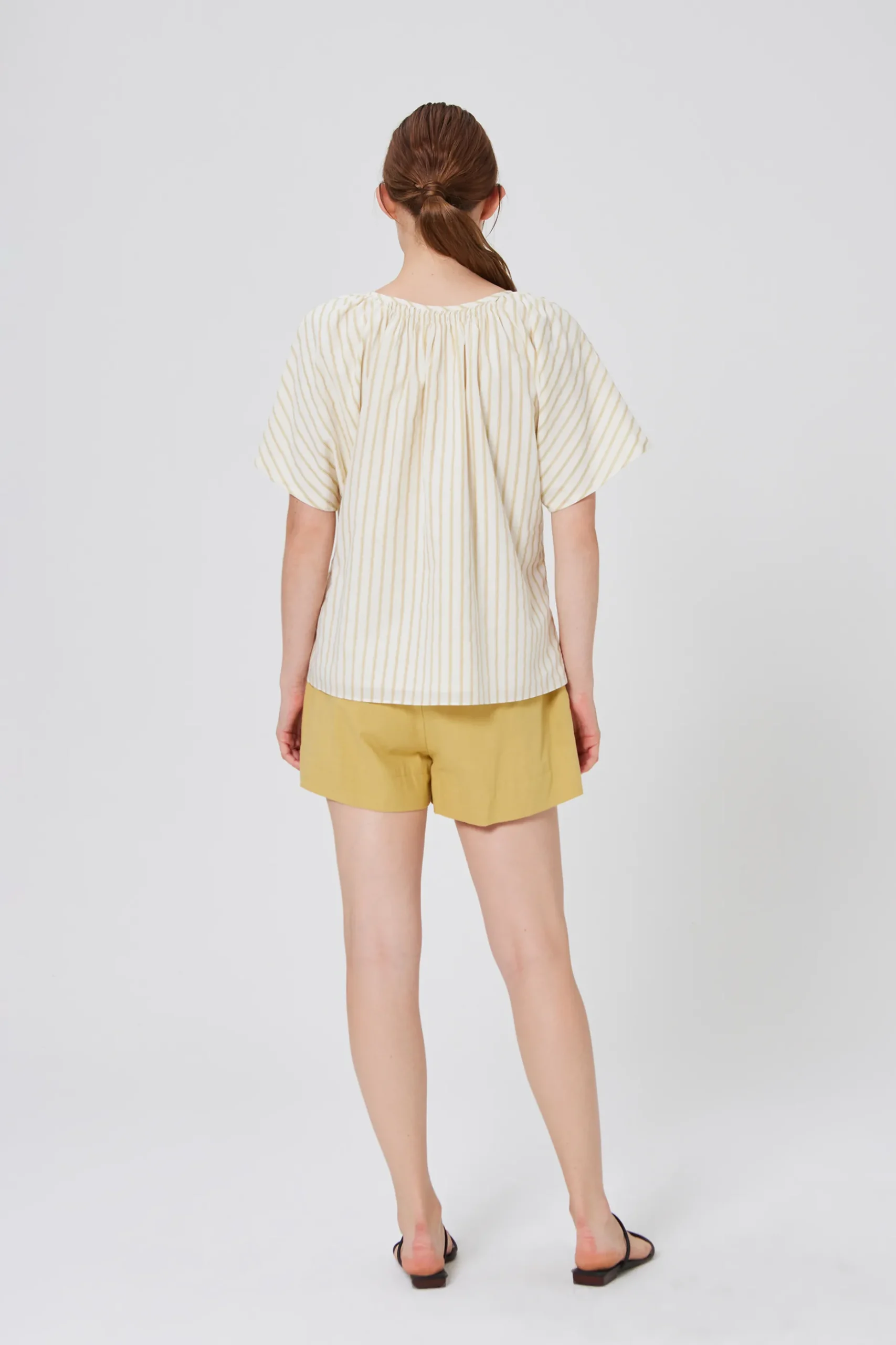 Striped Cotton Smocked Blouse