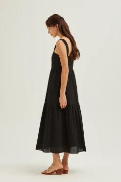 Striped Cotton Tiered Dress