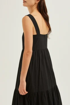 Striped Cotton Tiered Dress