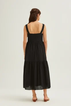 Striped Cotton Tiered Dress