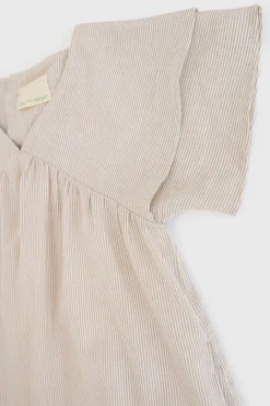 Striped Flutter Sleeve Dress