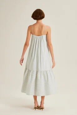 Striped Gathered Maxi Tent Dress