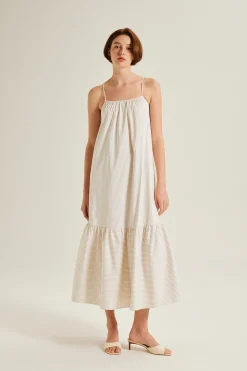 Striped Gathered Maxi Tent Dress