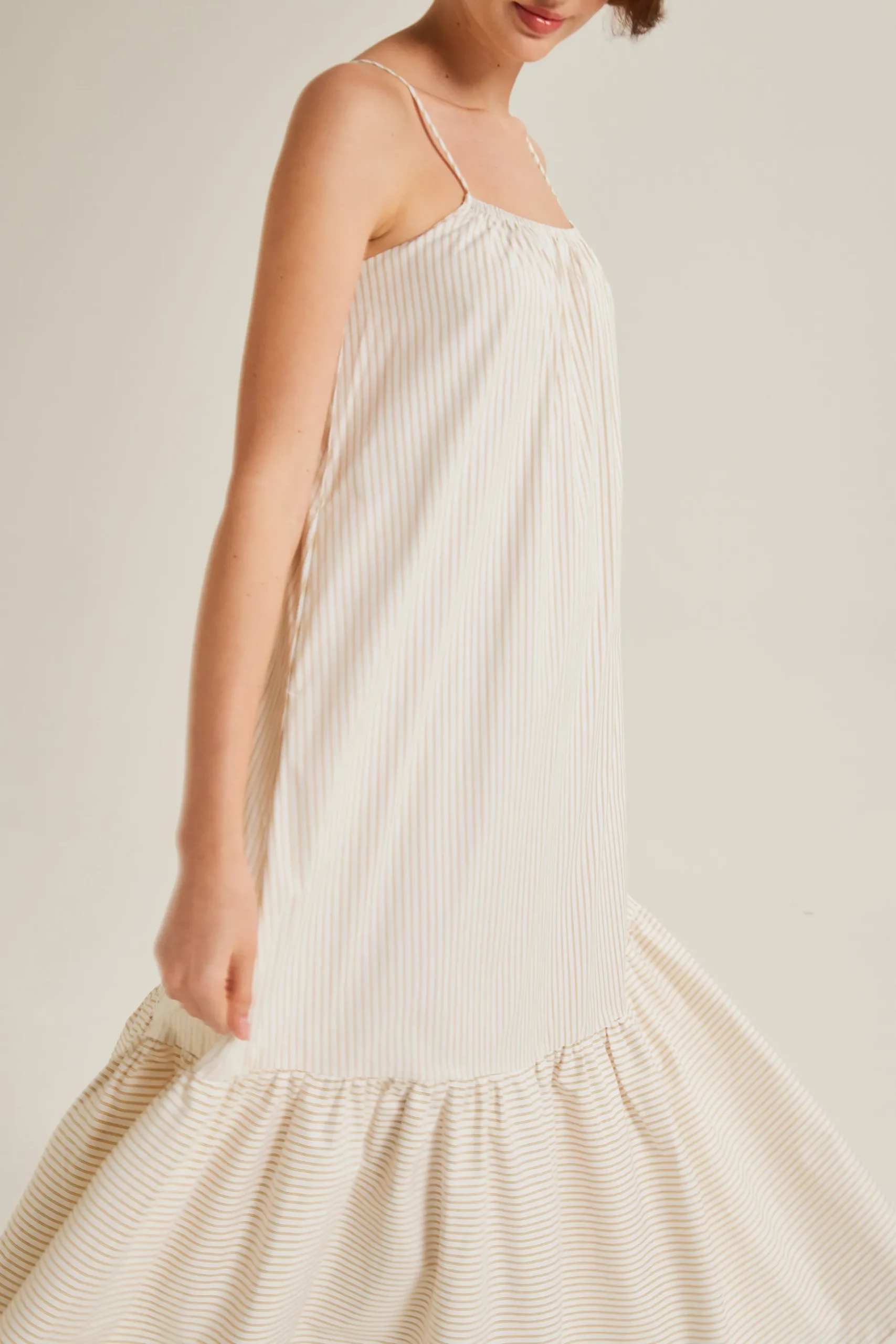 Striped Gathered Maxi Tent Dress