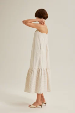 Striped Gathered Maxi Tent Dress