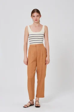 Striped Square-Neck Knit Crop Top