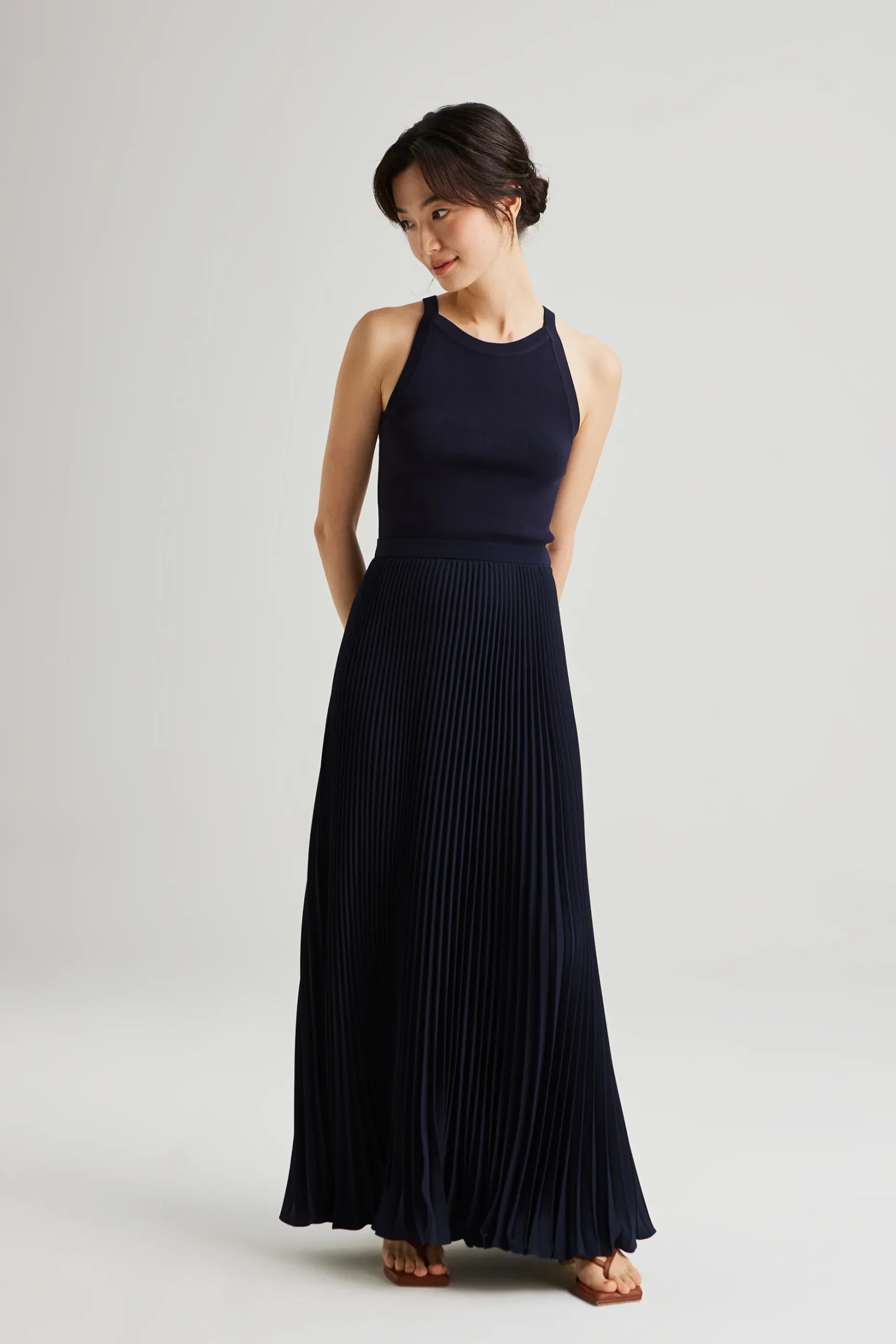 Sunray-Pleated Maxi Skirt