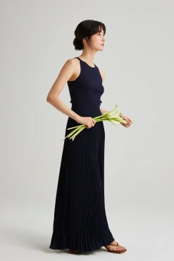 Sunray-Pleated Maxi Skirt
