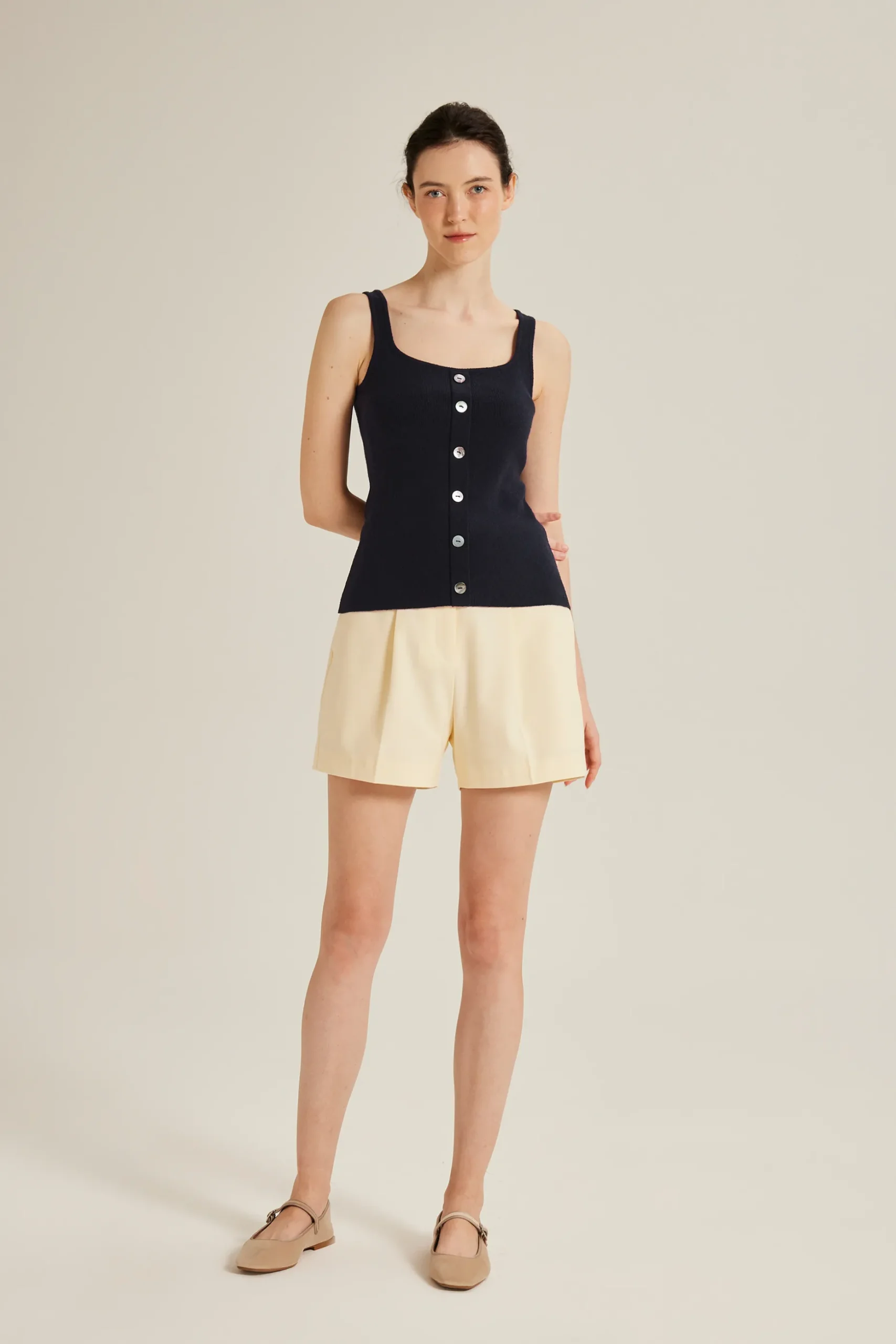 Tailored Front-Pleat Shorts