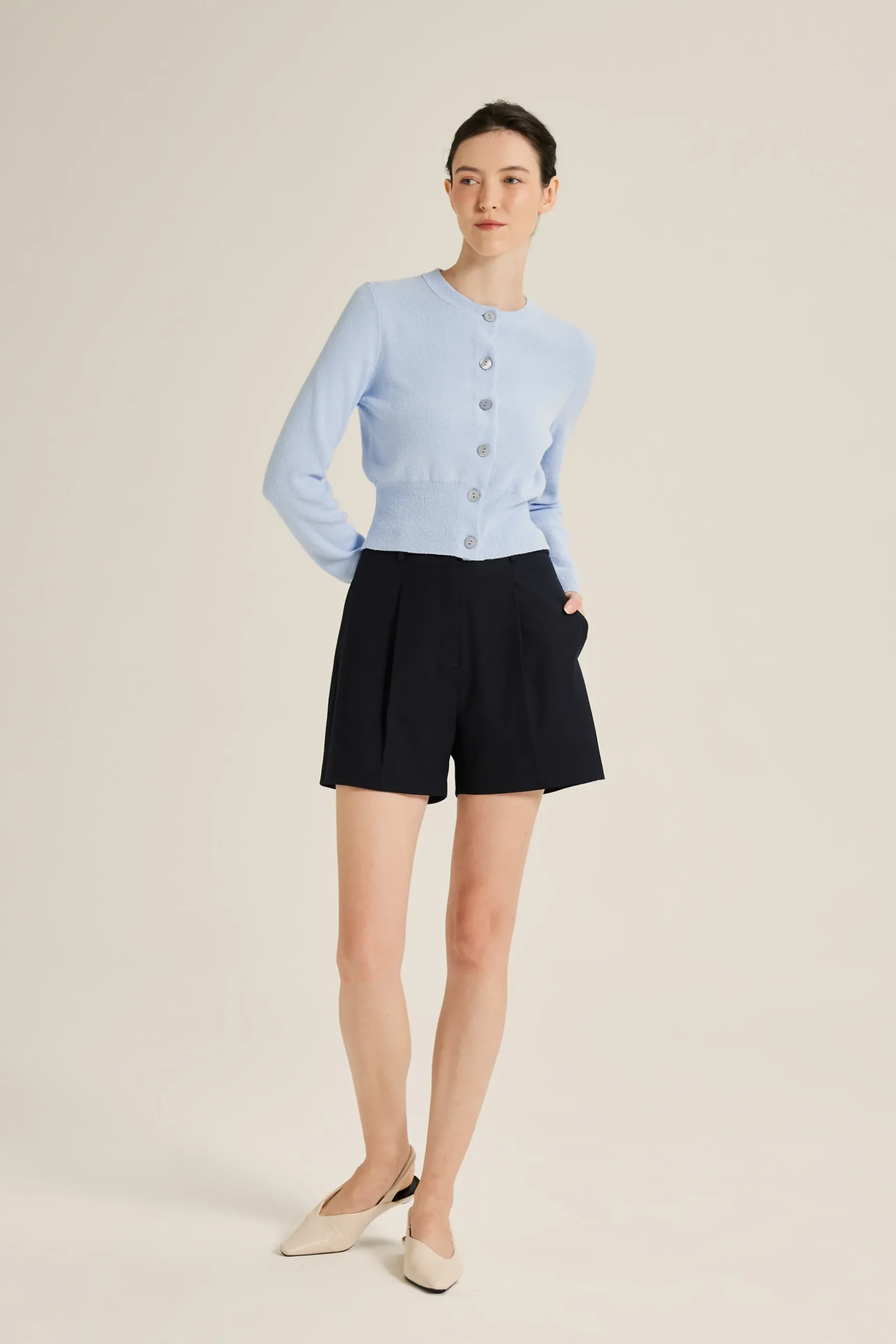 Tailored Front-Pleat Shorts