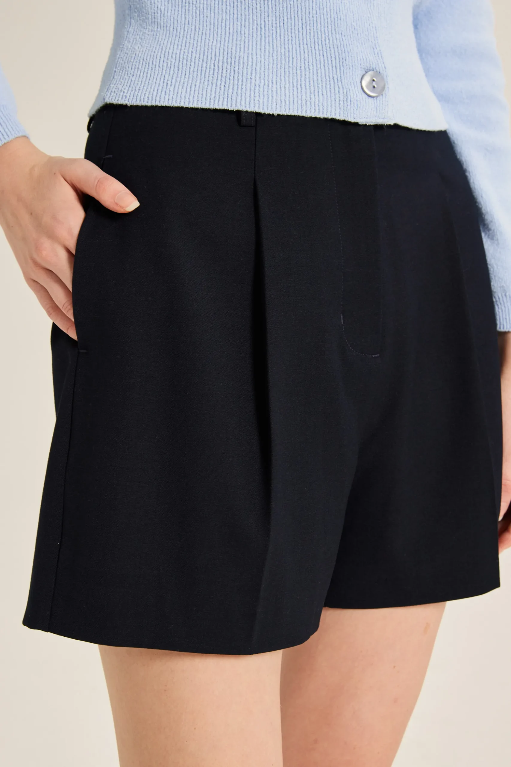 Tailored Front-Pleat Shorts