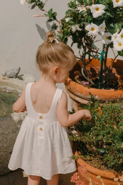 Textured Cotton Low-Back Dress