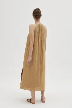 Textured Cotton Pleat Midi Dress