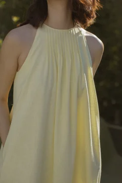 Textured Cotton Pleat Midi Dress